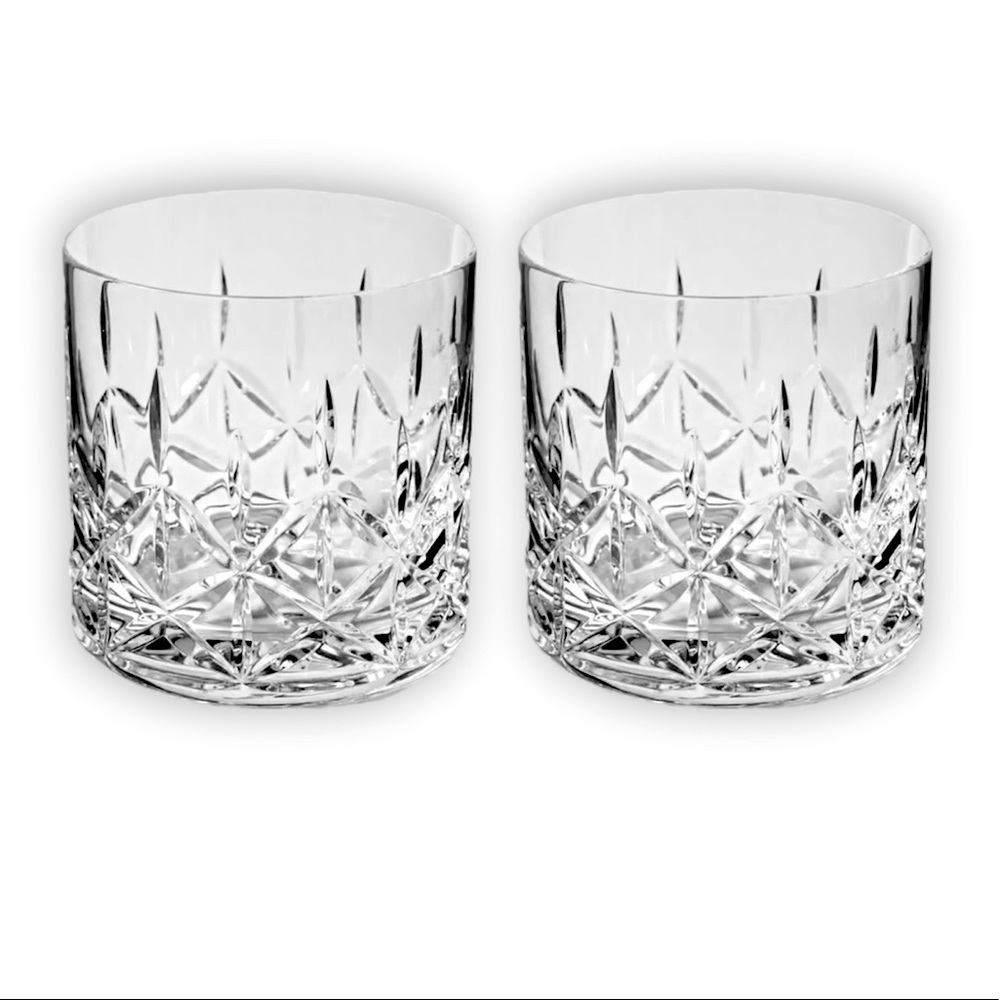 2 vintage block crystal olympic lowball glasses Double Old Fashioned